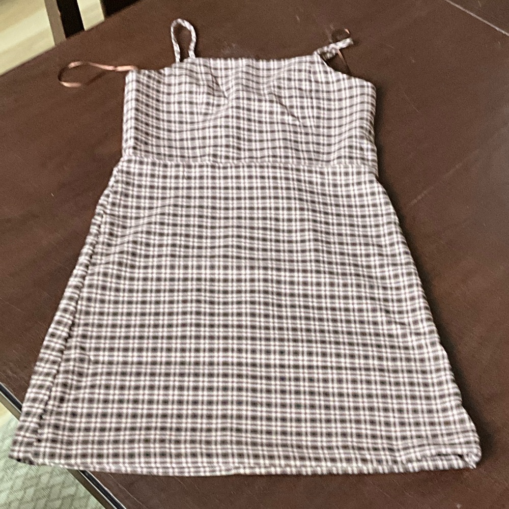 GB girls Plaid Casual Dress - Brown and White